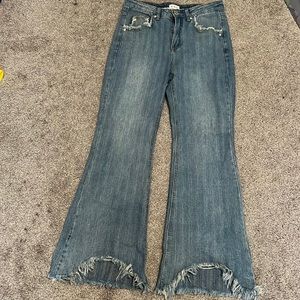 flare fringe jeans